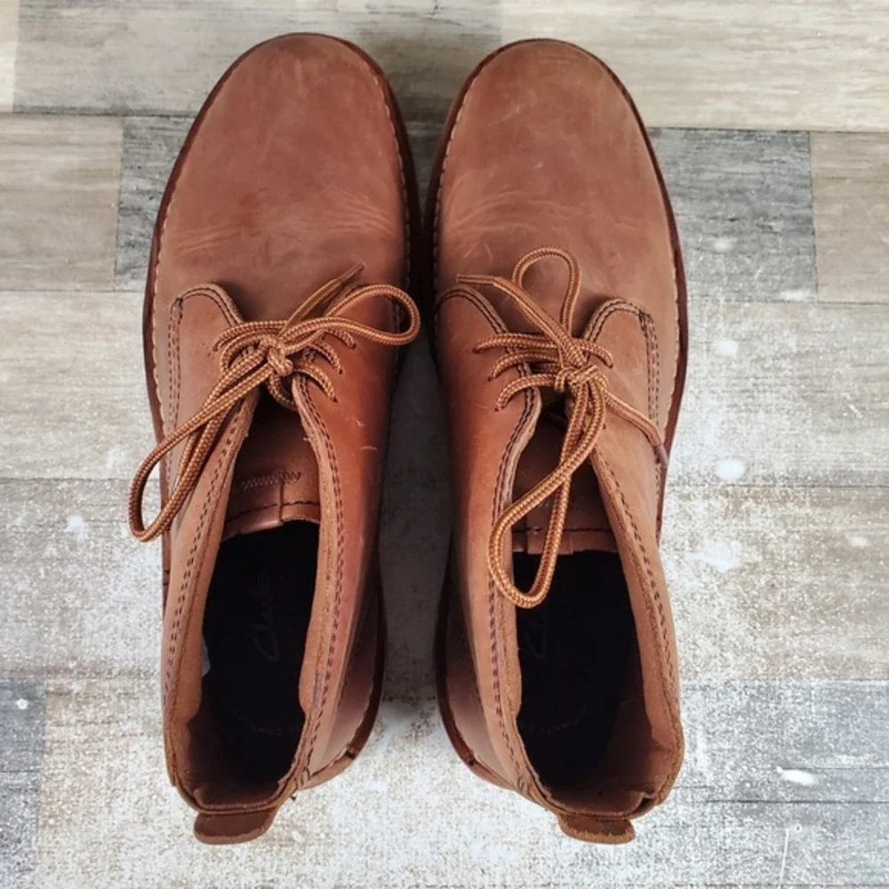 Clarks Eastridge Mid Mens Chukka Boots Sz 10 W Light Brown Leather Mid‎ Top
